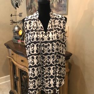 Loft Navy/white Sleeveless Top